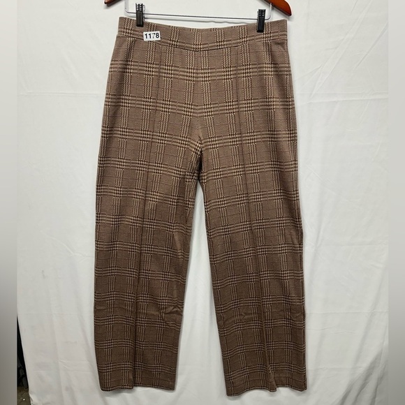 Isaac Mizrahi Denim - Isaac Mizrahi Live Brown Plaid Pull-On Pants Size Medium
